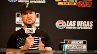 NASCAR driver Kurt Busch speaks to the media during a press conference prior to practice for the NASCAR Cup Series South Point 400 at Las Vegas Motor Speedway on October 15, 2022 in Las Vegas, Nevada.