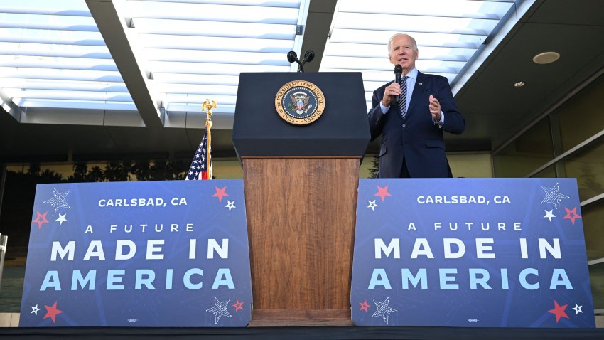 US President Joe Biden speaks about the economy at ViaSat, an US technology company, in Carlsbad, California, on November 4, 2022 (Photo by SAUL LOEB / AFP) (Photo by SAUL LOEB/AFP via Getty Images)