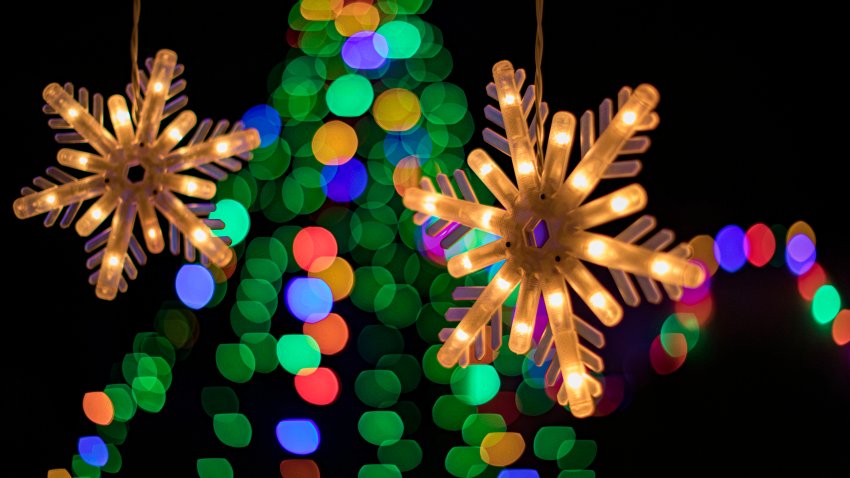 Holiday lights decorate homes on December 25, 2020 in Oceanside, California.