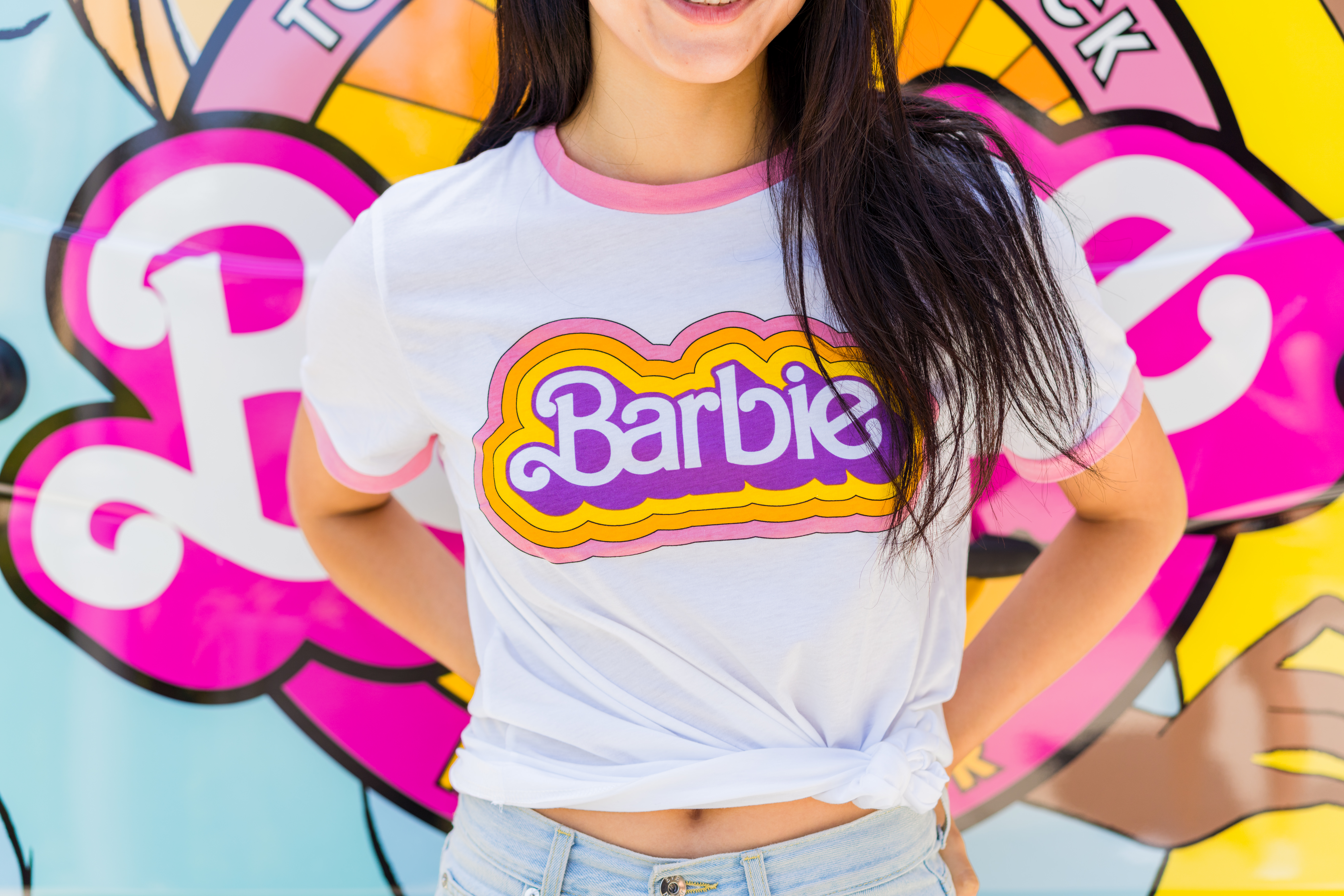 A T-shirt part of the 2022 Barbie Malibu Truck Tour merchandise line.