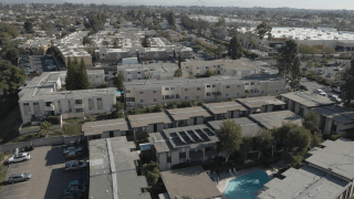 This aerial photo shows several apartment buildings in San Diego's Clairemont neighborhood.