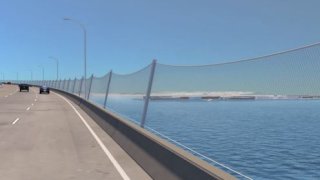 A mockup of what the fence might look like on the Coronado Bridge