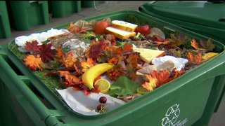 An organic waste recycling bin in San Diego.