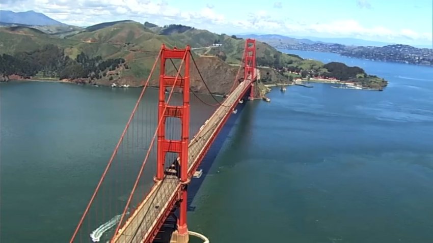Aerial image of Golden Gate Bridge.