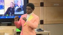 Kodak Black appears in a Broward County courtroom on Feb. 28, 2023.