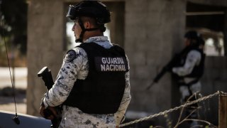 Elements of the National Guard monitor and protect the perimeter of the Aguaruto Prison in Culiacan, Sinaloa, Mexico on January 07, 2023.