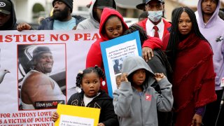 Family members demand answers about Huntington Park police shooting of double amputee, Anthony Lowe, hold a press conferenc
