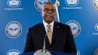 Defense Secretary Lloyd Austin speaks during a briefing with Chairman of the Joint Chiefs, Gen. Mark Milley at the Pentagon in Washington, March 15, 2023.