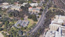 A Google Earth image shows Park Boulevard before restriping that would eliminate 300 street parking spaces from the area.