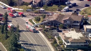 San Diego Fire-Rescue responds to a house fire in Rancho Bernardo on March 3, 2023.