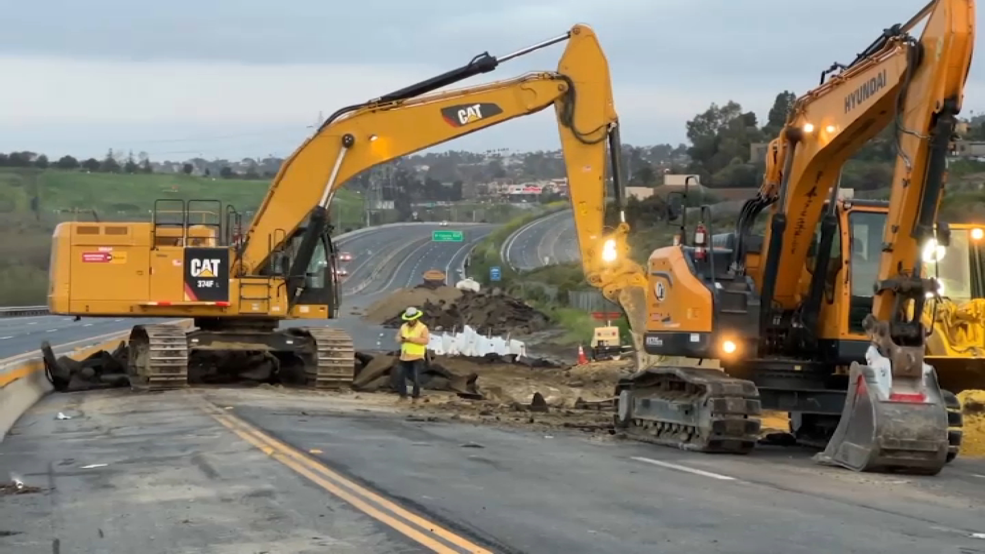 Sinkhole Repairs Shut Down Westbound Lanes of SR-78 Near Oceanside
