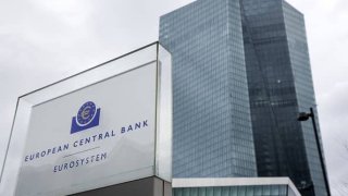 A sign for the European Central Bank (ECB) outside the bank’s headquarters in Frankfurt, Germany, on Thursday, Feb. 2, 2023.