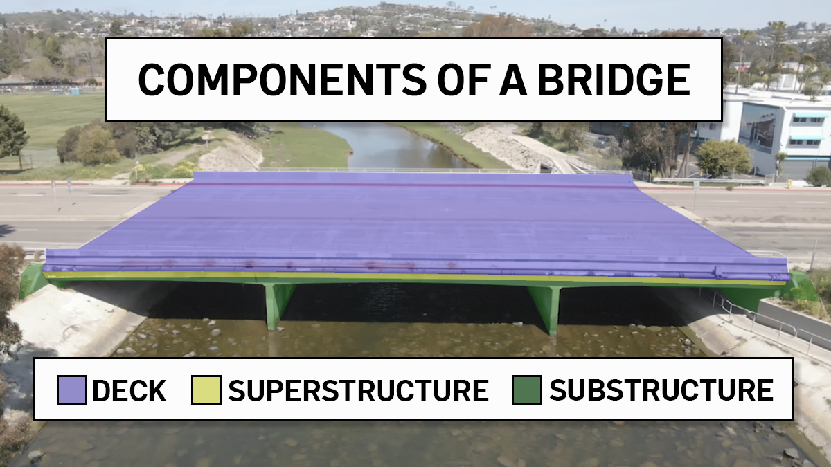 This diagram shows the general anatomy of a bridge.