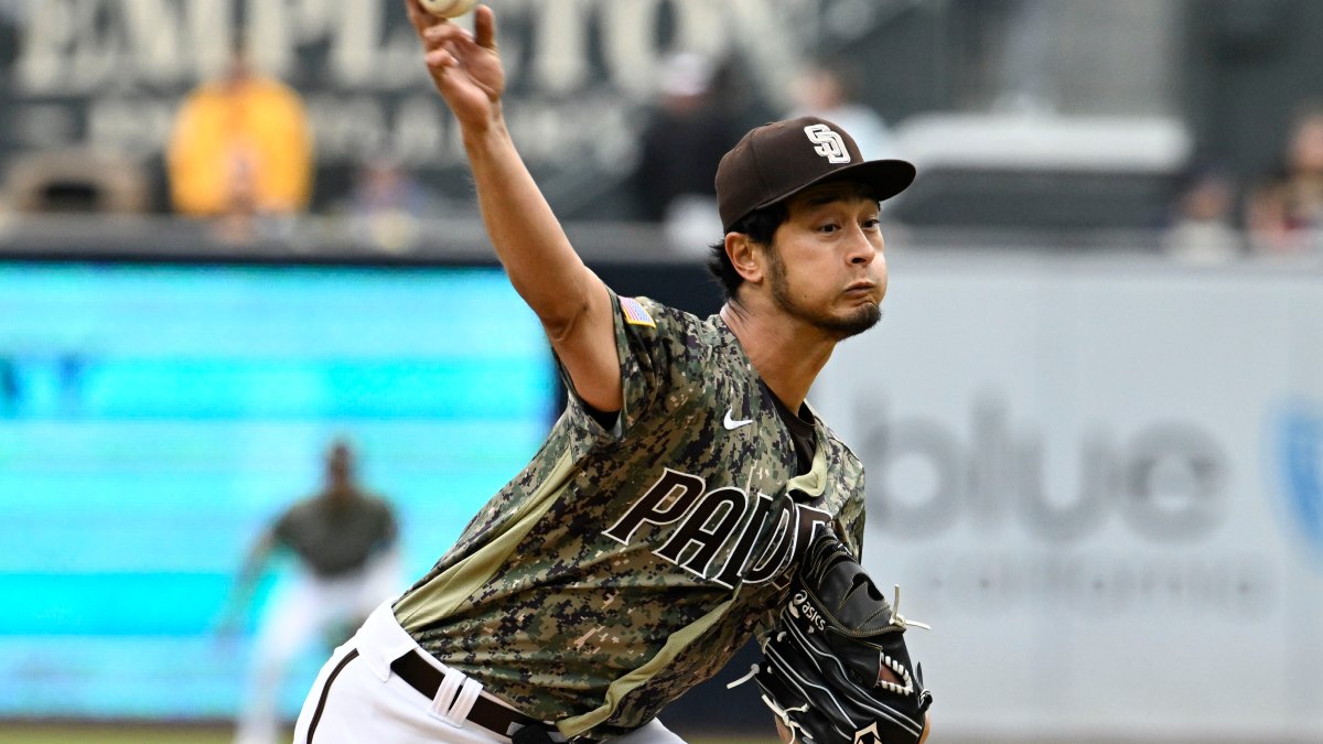 Yu Darvish of the San Diego Padres pitches during the second