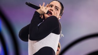 SAO PAULO, BRAZIL – MARCH 26: Rosalía performs live on stage during the closing day of Lollapalooza Brazil at Autodromo de Interlagos on March 26, 2023 in Sao Paulo, Brazil. (Photo by Mauricio Santana/Getty Images)