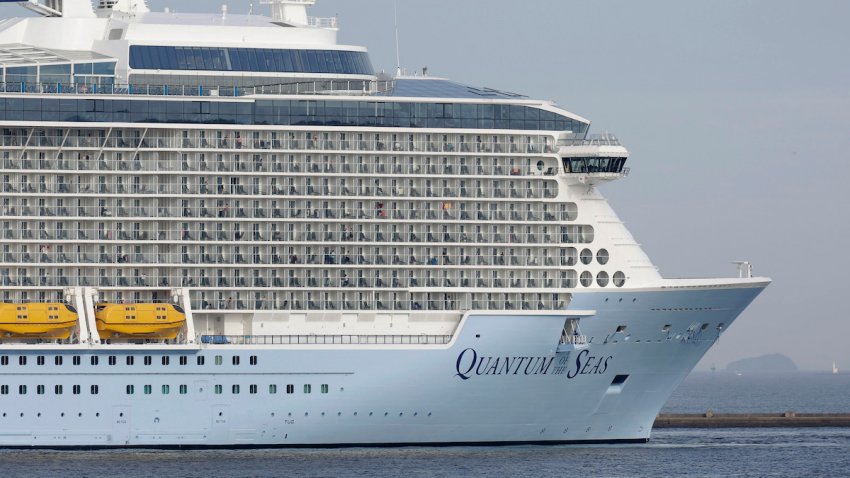 The Quantum of the Seas cruise ship, operated by Royal Caribbean Cruises Ltd.’s cruise line brand Royal Caribbean International (RCI), sails through Hakata Bay to approach the Port of Hakata in Fukuoka, Japan, on Friday, July 24, 2015. The number of cruise trips heading towards Japan from Shanghai is set to double and reach 250 this year, from last year’s 110, according to the figures from Japan’s Consulate in Shanghai. Photographer: Kiyoshi Ota/Bloomberg