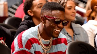 ATLANTA, GA – FEBRUARY 28: Boosie attends a game between the Brooklyn Nets and the Atlanta Hawks on February 28, 2023 at State Farm Arena in Atlanta, Georgia. NOTE TO USER: User expressly acknowledges and agrees that, by downloading and/or using this Photograph, user is consenting to the terms and conditions of the Getty Images License Agreement. Mandatory Copyright Notice: Copyright 2023 NBAE (Photo by Scott Cunningham/NBAE via Getty Images)