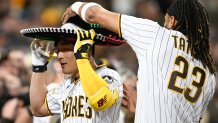 Fernando Tatis Jr. #23 and Ha-Seong Kim of the San Diego Padres News  Photo - Getty Images