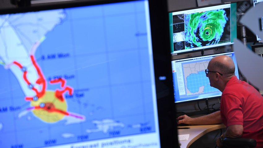 MIAMI, FL – SEPTEMBER 09: Forecaster, Lixion Avila monitors screens at the National Hurricane Center as Hurricane Irma closes in on Saturday September 09, 2017 in Miami, FL. (Photo by Matt McClain/The Washington Post via Getty Images)