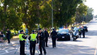 A motorcycle crash closed roads for several hours in Mission Bay Saturday. (San Diego Police Department)
