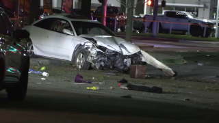 One person was killed after a vehicle crashed during a police pursuit in National City on May 12, 2023.