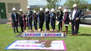 San Diego politicians and cycling advocates break ground on the Border to Bayshore Bikeway project on Thursday, May 4, 2023.