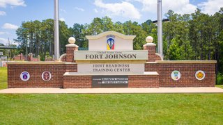 A sign at west Louisiana U.S. Army base displays the base’s new name in n Vernon Parish, Louisiana, Tuesday, June 13, 2023.