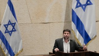 FILE – Bezalel Smotrich, Israeli Minister of Finance, addresses the parliament in Jerusalem, March 27, 2023.  Israel’s government on Sunday, June 18 granted a pro-settlement firebrand authority over planning in the occupied West Bank and lifted red tape on the settlement housing approval process, Israeli media reported. The government gave Smotrich control over planning in West Bank settlements, a condition he had made to join the government. (AP Photo/Maya Alerruzzo, file)