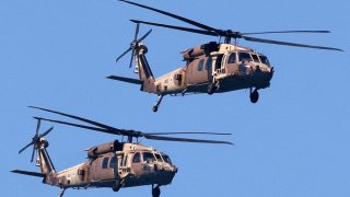 File photo. Israeli Air Force UH-60 Black Hawk helicopters