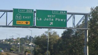 The northbound Interstate 5 off-ramp to La Jolla Parkway