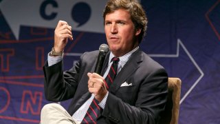 Tucker Carlson speaks during the Politicon conference in Los Angeles, October 21, 2018