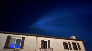 The SpaceX launch visible from Valley Center on July 19, 2023.