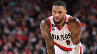 Damian Lillard of the Portland Trail Blazers looks on during the game on March 14, 2023 at the Moda Center Arena in Portland, Oregon.