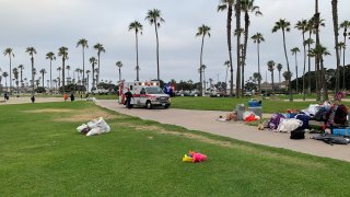 Emergency personnel responds to a death investigation in Bonita Cove on Wednesday, July 5, 2023.