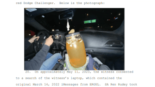 A photo of the Molotov cocktail taken from court documents.