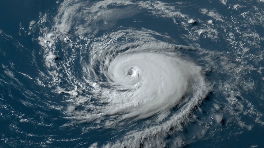 A satellite image of Hurricane Don at 6:20 PM EDT on July 22, 2023 in the Atlantic. Don was the first hurricane of the 2023 Atlantic hurricane season.
