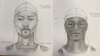 Sketches of two suspects in a sex assault and robbery Aug. 10, 2023 in Skyline.