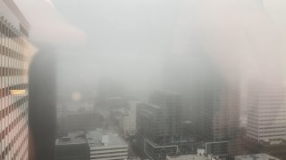 Fog in downtown San Diego on Aug. 31, 2023.