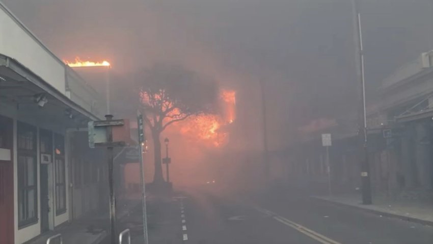 Fires burn in the historic Lahaina town in Hawaii.