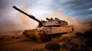 A U.S. M1A1 Abrams Main Battle Tank during a day of training at Exercise.