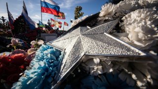 The graves of those killed during a special military operation (SVO) in Ukraine, at the military site of the Southern Cemetery, located on the southern outskirts of St. Petersburg.