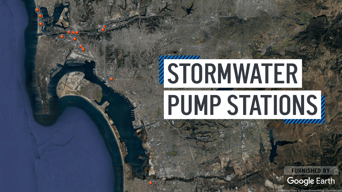 This map shows where San Diego's stormwater pump stations are located.