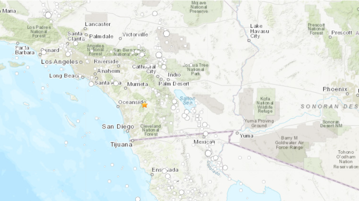 Earthquake outside san diego