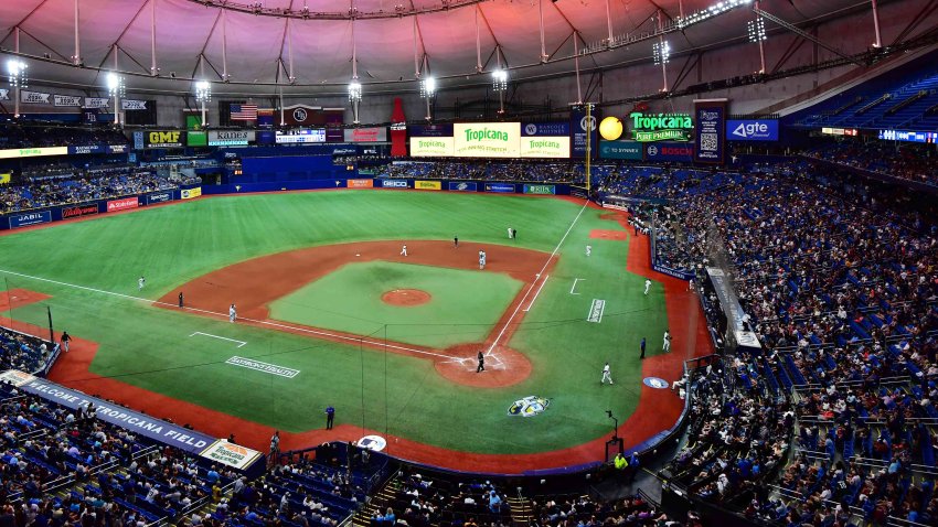 A general view of Tropicana Field during a game between the Tampa Bay Rays and the Chicago White Sox on April 21, 2023, in St Petersburg, Fla.