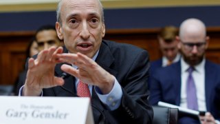 U.S. Securities and Exchange Commission Chair Gary Gensler testifies before a House Financial Services Committee oversight hearing on Capitol Hill in Washington, D.C., on Sept. 27, 2023.