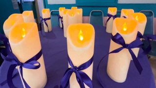 Candles lit in rememberance of victims of domestic violence on Oct. 3, 2023 in San Diego County, CA.