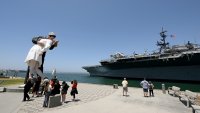 SAN DIEGO, CALIFORNIA – MAY 04: General view of the USS Midway Museum a the “Top Gun: Maverick” World Premiere on May 04, 2022 in San Diego, California. (Photo by Axelle/Bauer-Griffin/FilmMagic)