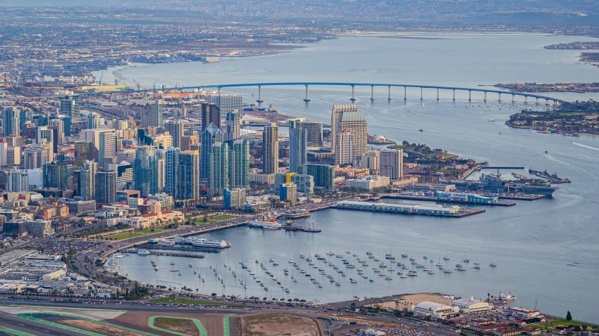 Downtown San Diego Intentional Airport Skyline Photography in San Diego, California, United States