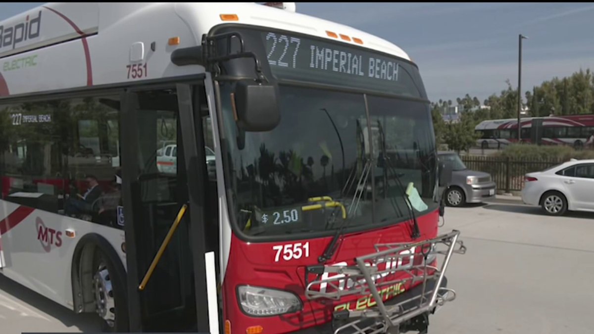 San Diego MTS Rolls Out Its First All electric Bus Route NBC 7 San Diego San Diego MTS Rolls Out Its First All electric Bus Route NBC 7 San Diego