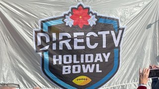 Organizers on Oct. 26, 2023 unveiled the new sponsor of the Holiday Bowl aboard the USS Midway Museum.